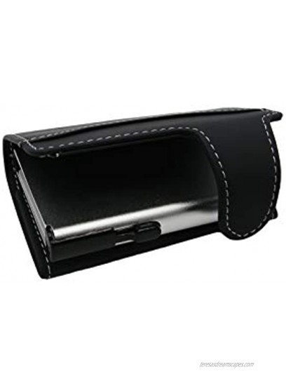 Credit Card Holder in Black Leather with White Stitching
