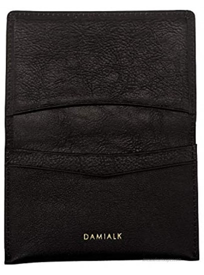 [DAMIALK] Full-grained Genuine Cow Leather Business Card Holder Credit Card Case for Men Women -Brown