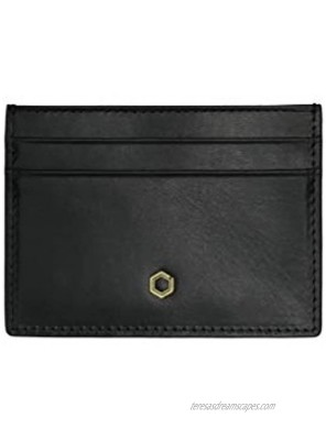 DRAKEHAUT Slim Italian Tann Genuine Leather Card Holder Minimalist RFID Blocking Credit Card Case 5 CC