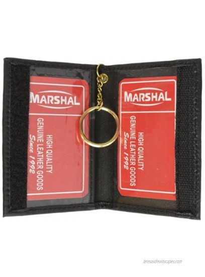 Genuine Lambskin Soft Leather Credit card Id Card Holder with Key Chain by Marshal