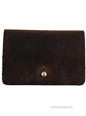 Hide & Drink Leather Card Holder Holds Up to 4 Cards Plus Folded Bills & Coins Pouch Case Purse Cash Handmade :: Bourbon Brown