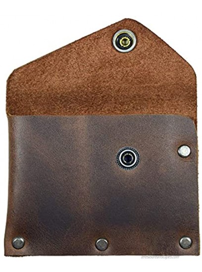 Hide & Drink Leather Riveted Card Holder W Snap Cash Wallet Travel Case Organizer Accessories Handmade Includes 101 Year Warranty :: Bourbon Brown