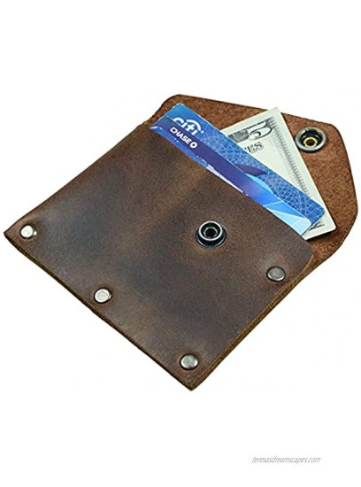 Hide & Drink Leather Riveted Card Holder W Snap Cash Wallet Travel Case Organizer Accessories Handmade Includes 101 Year Warranty :: Bourbon Brown
