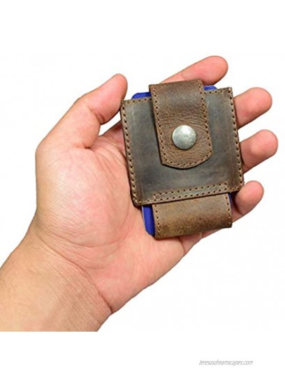 Hide & Drink Leather Sliding Card Holder Holds Up to 4 Cards Plus Folded Bills Front Pocket Wallet Accessories Handmade Includes 101 Year Warranty Bourbon Brown