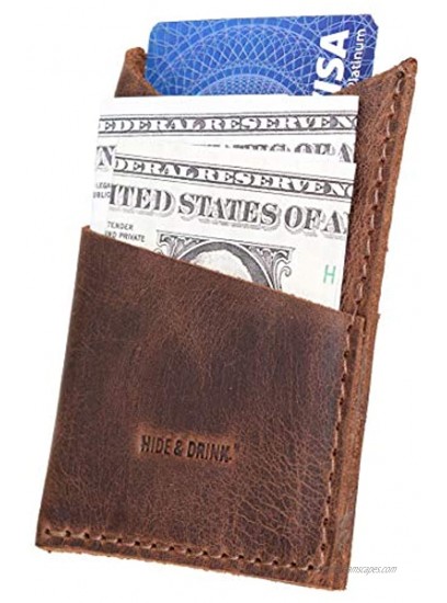 Hide & Drink Leather Triangle Cut Card Holder Holds Up to 6 Cards and Folded Bills Money Organizer Accessories Handmade :: Bourbon Brown