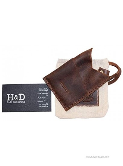 Hide & Drink Leather Triangle Cut Card Holder Holds Up to 6 Cards and Folded Bills Money Organizer Accessories Handmade :: Bourbon Brown