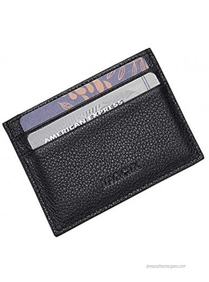 MAGICMK Minimalist Slim Card Holder Leather Credit Card Wallet for Men Black-Double Slot