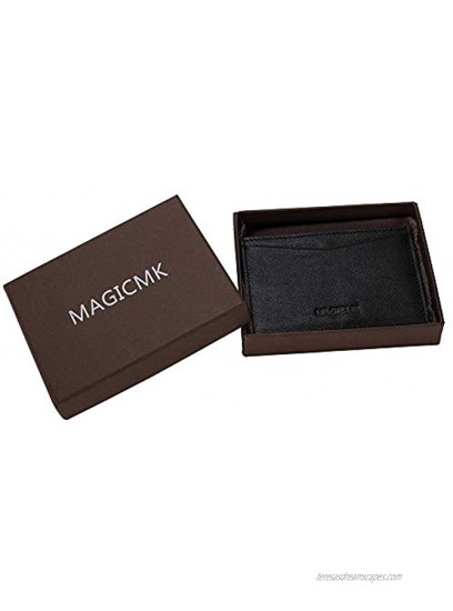 MAGICMK’S Men Credit Card Wallet Minimalist Card Organizer Genuine Leather Black