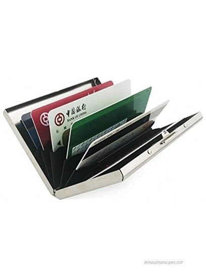 Metal Card Holder,Steel Wallet Rfid Blocking Protector Card Case,Slim Square Business Travel Hard Case Wallet Card Holder for Men and Women Silver