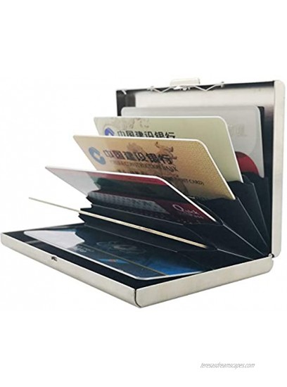 Metal Card Holder,Steel Wallet Rfid Blocking Protector Card Case,Slim Square Business Travel Hard Case Wallet Card Holder for Men and Women Silver