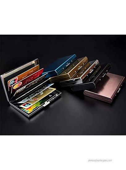 Metal RFID Blocking Credit Card Holder Wallet Slim Secure Stainless Steel Card Case ID Case Travel Wallet for Women Men Upgrade 8 Card Slots B-Gold