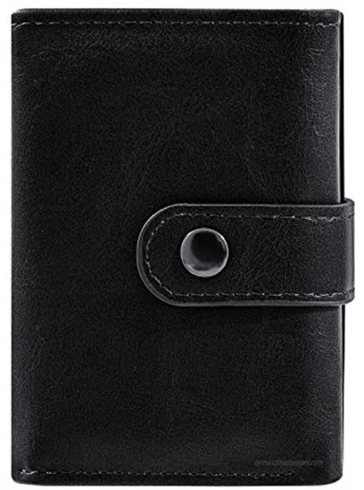Minimalist Credit Card Holder,Aluminum RFID Blocking Wallet Slim Leather Smart Pop-Up Card Case for Men Gift black