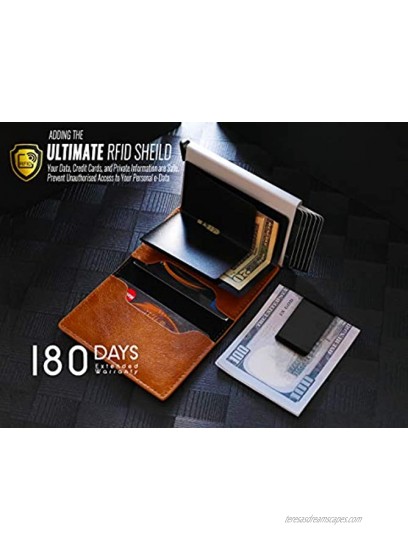 Minimalist Slim Leather Credit Card Holder RFID Aluminum Ejector Wallet for Men Women