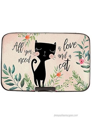 Monarque Armored Wallet Credit Card Case with RFID Data Theft Protection Cat Love