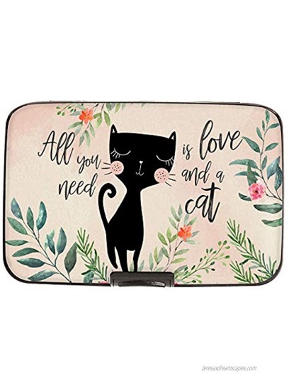 Monarque Armored Wallet Credit Card Case with RFID Data Theft Protection Cat Love