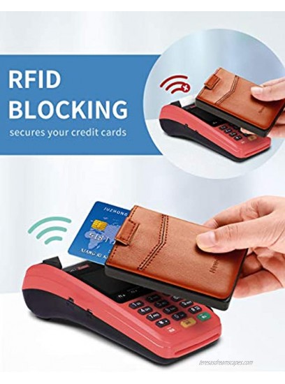 NEW-BRING Leather Pop Up Wallet for Men Minimalist Credit Card Holder Slim RFID Blocking Card Case carbon fiber PU leather