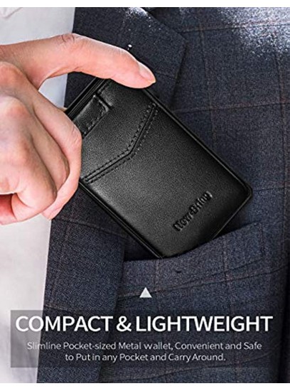 NEW-BRING Leather Pop Up Wallet for Men Minimalist Credit Card Holder Slim RFID Blocking Card Case carbon fiber PU leather