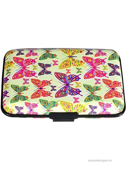 RFID Blocking Wallet Case for Women or Men Theft Proof Credit Card Holder Slim Design Fits in Front Pocket Butterfly-yellow