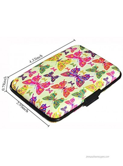 RFID Blocking Wallet Case for Women or Men Theft Proof Credit Card Holder Slim Design Fits in Front Pocket Butterfly-yellow