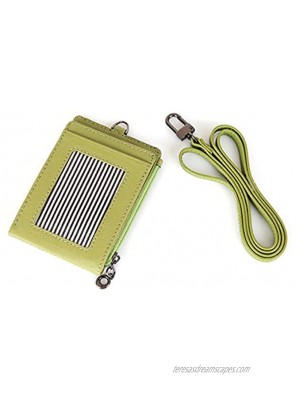 Slim Bills & Credit Card Holder Id Card Case Useful Purse with Neck Strap Wallet Lime Green