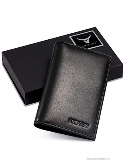 Slim Leather Credit Card Holder for Men & Women 8cc Italian Calfskin Black