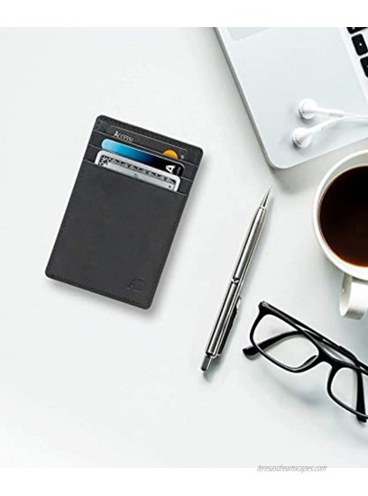 Slim Minimalist Wallets For Men & Women Leather Front Pocket Thin Mens Wallet RFID Credit Card Holder Gifts For Men