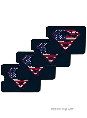 Superman USA American Flag Shield Logo Credit Card RFID Blocker Holder Protector Wallet Purse Sleeves Set of 4