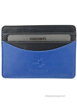 Visconti Lucca Collection LC35 Two Tone Slim Leather ID & Credit Card Holder Blue Multi
