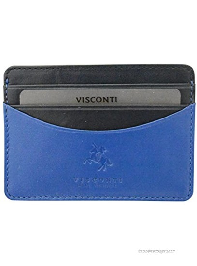 Visconti Lucca Collection LC35 Two Tone Slim Leather ID & Credit Card Holder Blue Multi