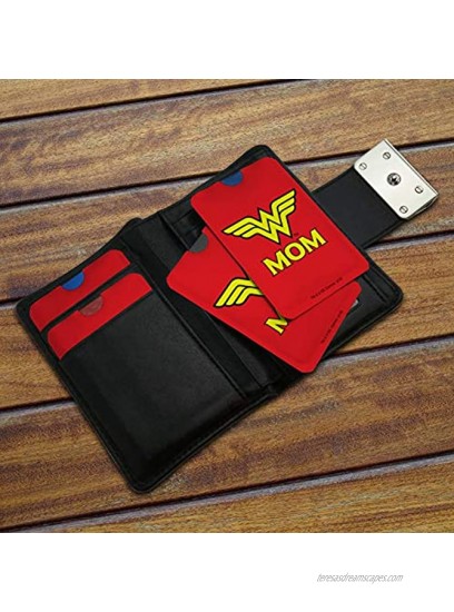 Wonder Woman Wonder Mom Logo Credit Card RFID Blocker Holder Protector Wallet Purse Sleeves Set of 4