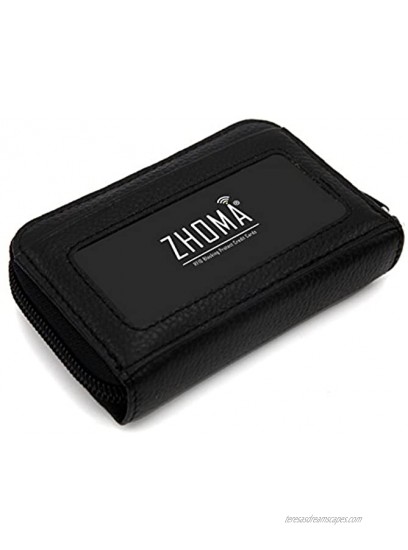 Zhoma RFID Blocking Genuine Leather Credit Card Case Holder Security Travel Wallet Black
