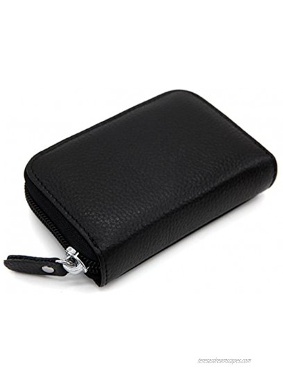 Zhoma RFID Blocking Genuine Leather Credit Card Case Holder Security Travel Wallet Black