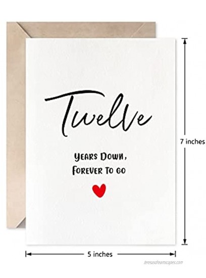 12th Anniversary Card Twelve Years Down Forever To Go Romantic Valentines Day Wedding Card For Husband Wife