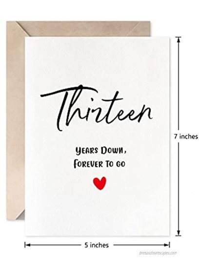 13th Anniversary Card Thirteen Years Down Forever To Go Romantic Valentines Day Wedding Card For Husband Wife