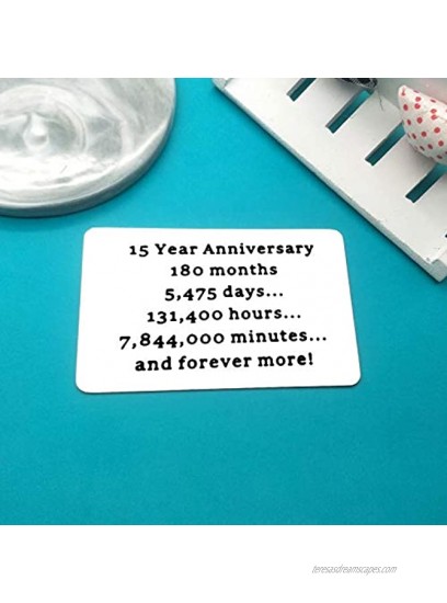 15th Anniversary Card Gifts for Husband Boyfriend Engraved Wallet Insert Card 15 Year Wedding Anniversary Present for Husband Fiance Christmas Birthday Valentines Day Gift 15th Anniversary Present for Him