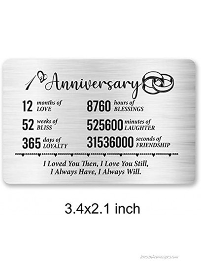 1st Anniversary Card for Husband Wife 1 Year Anniversary Card for Him Her Boyfriend Girlfriend Anniversary Wedding Engraved Wallet Card Inserts Card for Couple Men Women