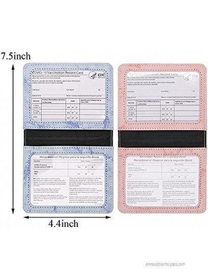 2 PCS CDC Vaccine Card Holder 4x3 Vavaccine Card Case PU Leather Vaccine Card Protector Pink and Blue Marble