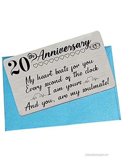 20Year Anniversary Wallet Card Gifts for Boyfriend Girlfriend Husband Wife First 10st Wedding Anniversary Card Gift for Him Men Her Women