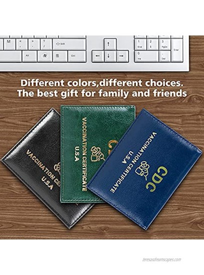 3 Pcs Vaccination Card Protector 4×3 in PU Leather Vaccine Card Holder CDC Vaccine Card Holder Protective Cover Blue
