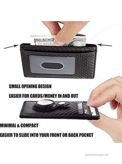 Airtag Wallet Holder Minimalist Front Pocket Wallet with Built-in Case Holder for AirTag ,Cash Credit Card Wallet for Air tag Wallet Card for Purse Air Tags Pocket Wallet for Women Men Black