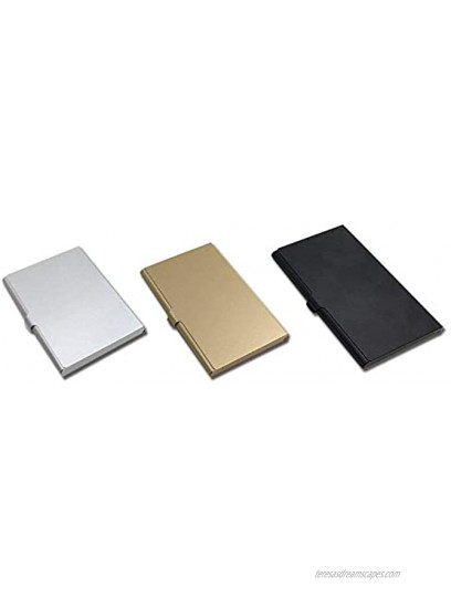 Aluminum Business Card Case SourceTon 3 Packs Super Slim Name Card Holder Business Card Organizer for Holding 13-18 Name Cards Black Silver and Light Golden