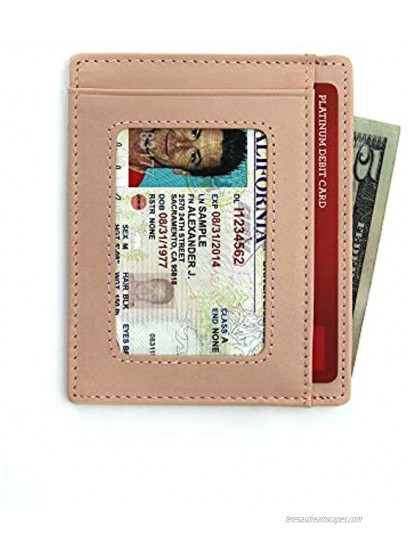 Andar Leather Slim Wallet with ID Window Minimalist Front Pocket RFID Blocking Card Holder Made of Full Grain Leather The Freeman