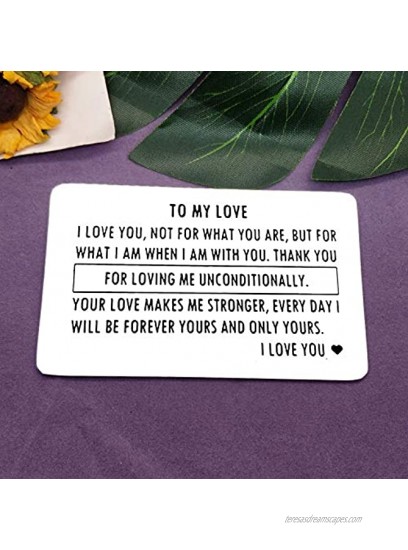 Anniversary Card Gifts for Men Husband Engraved Metal Wallet Insert Card Couple Jewelry Birthday Wedding Card for Boyfriend Deployment Gift Christmas Valentines Day Card Gift from Girlfriend Wife