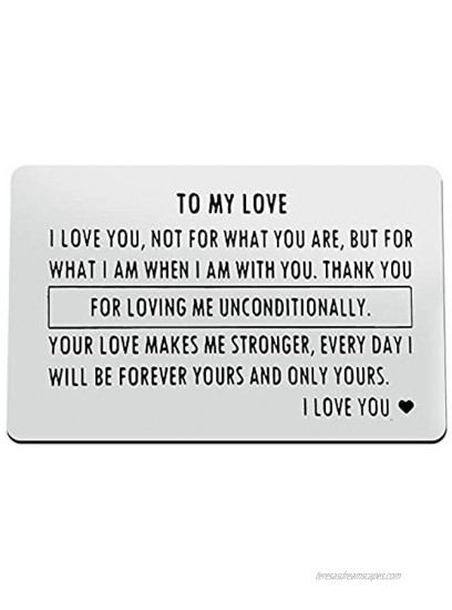 Anniversary Card Gifts for Men Husband Engraved Metal Wallet Insert Card Couple Jewelry Birthday Wedding Card for Boyfriend Deployment Gift Christmas Valentines Day Card Gift from Girlfriend Wife