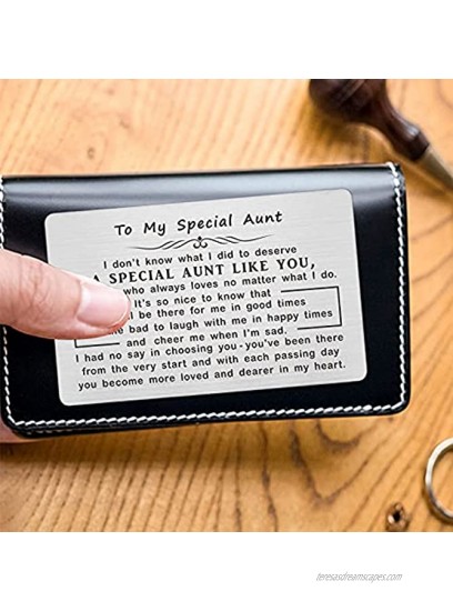Aunt Engraved Wallet Card Inserts Gifts to My Special Auntie from Niece or Nephew Thank You Aunt Mothers Day Gift