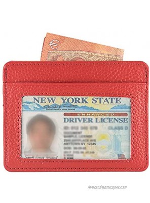 BEKESEN Slim Leather Credit Card Holder Minimalist Pocket Wallet with ID Window