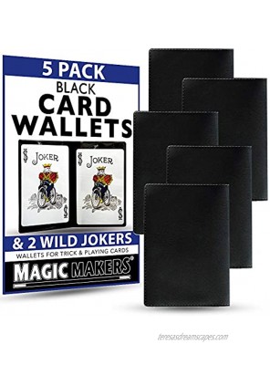Black Card Wallets 5 Pack with Wild Jokers by Magic Makers