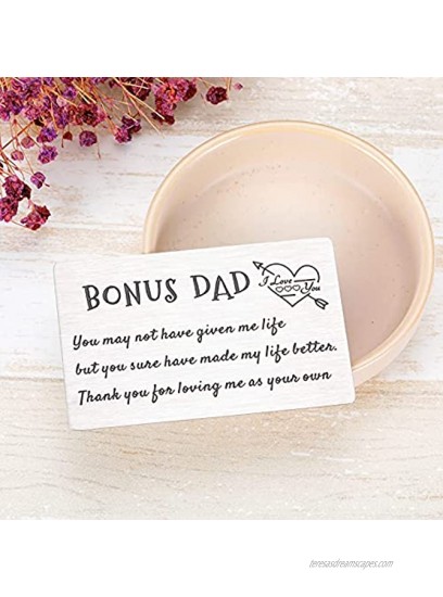 Bonus Dad Gifts Wallet Insert Card from Kids Wife Fathers Day Father-in-Law Day Birthday Wedding Christmas Thanksgiving Day Gifts for Stepdad Bonus Dad Engraved Wallet Card Inserts from Son Daughter