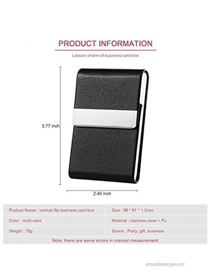 Business Card Holder Case Professional Luxury PU Leather & Stainless Steel Metal Name Card Holder Credit Card ID Wallet for Men & Women with Magnetic Shut Brown