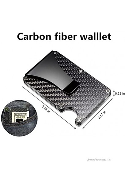 Carbon Fiber Metal Wallets for Men Slim Minimalist Front Pocket RFID Blocking Credit Card Holder Aluminum Money Clip Wallet
